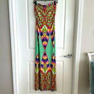 Strapless Stretch Tribal Print Maxi S